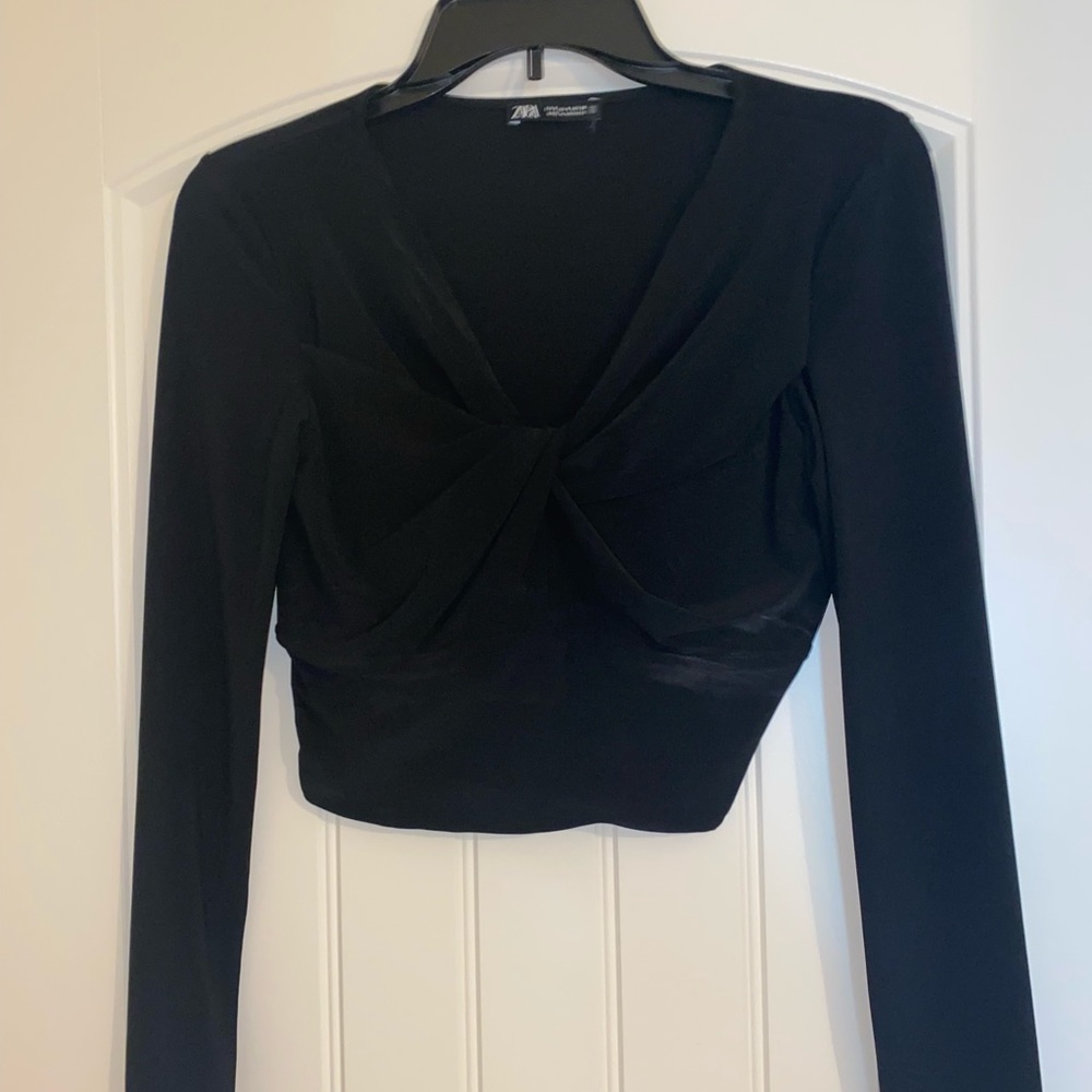 Zara black top with knot front